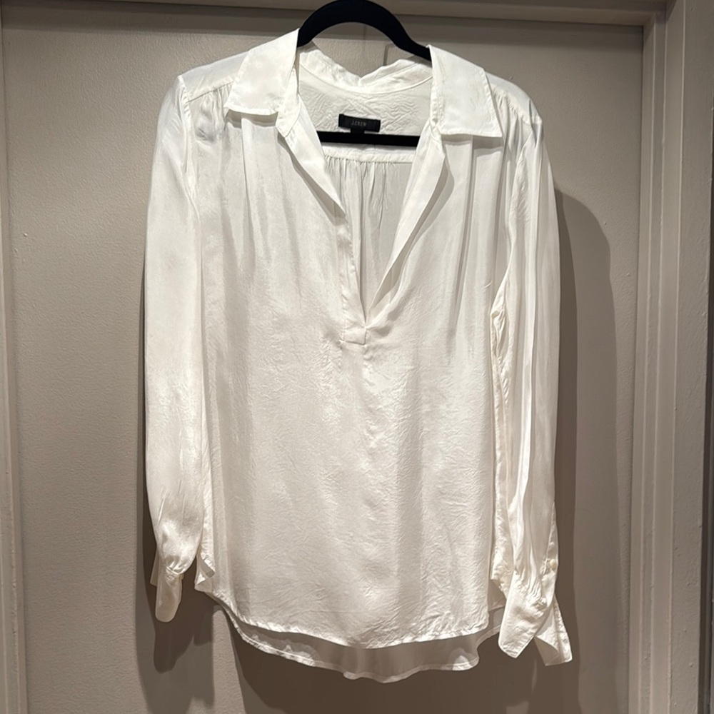 Chic White Satin Blouse